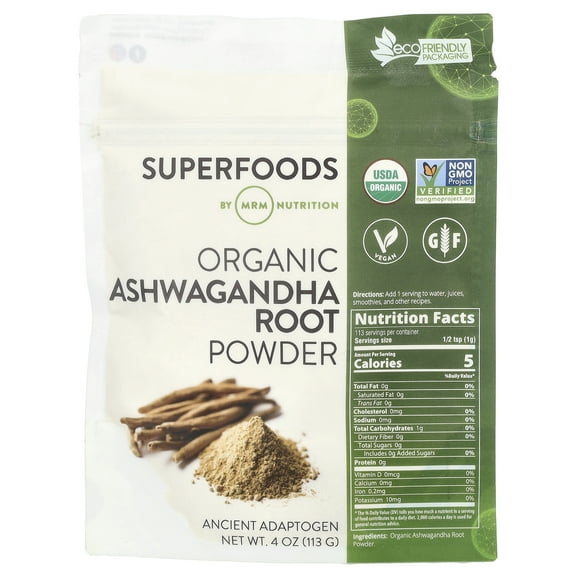 MRM Nutrition Organic Ashwagandha Root Powder, 4  oz (113 g)
