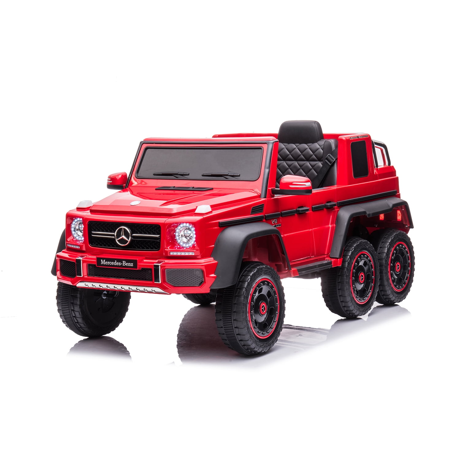 CIPACHO Licensed Mercedes-Benz Electric Car for Kids with 6 Wheel Shock Absorber, 24V Powered Ride On Cars with Remote and Leather Seat, Red