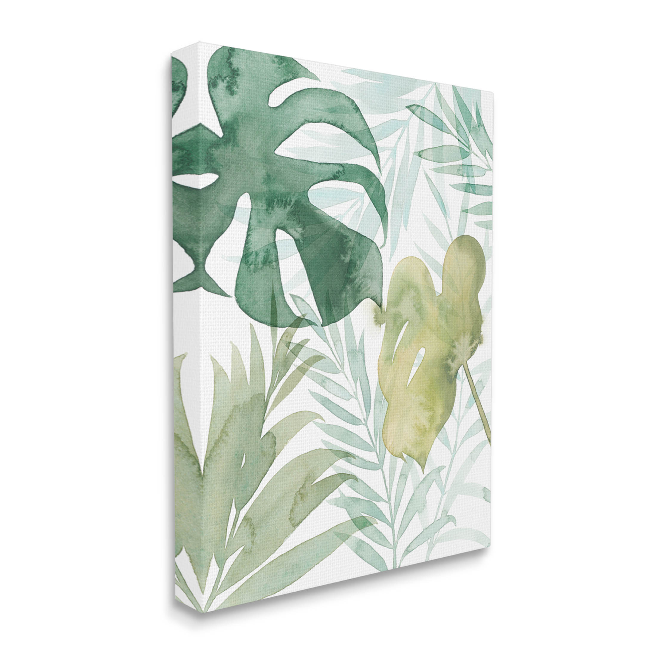 Layered Tropical Botanical Leaves Botanical & Floral Graphic Art Gallery Wrapped Canvas Print Wall Art