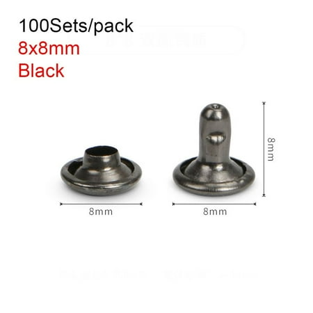 

100Sets Durable 6/8/10mm Double Cap Screw Decor Rivet Stud Spot Nail Leather Bag Stud Leather Collar BLACK 8X8MM