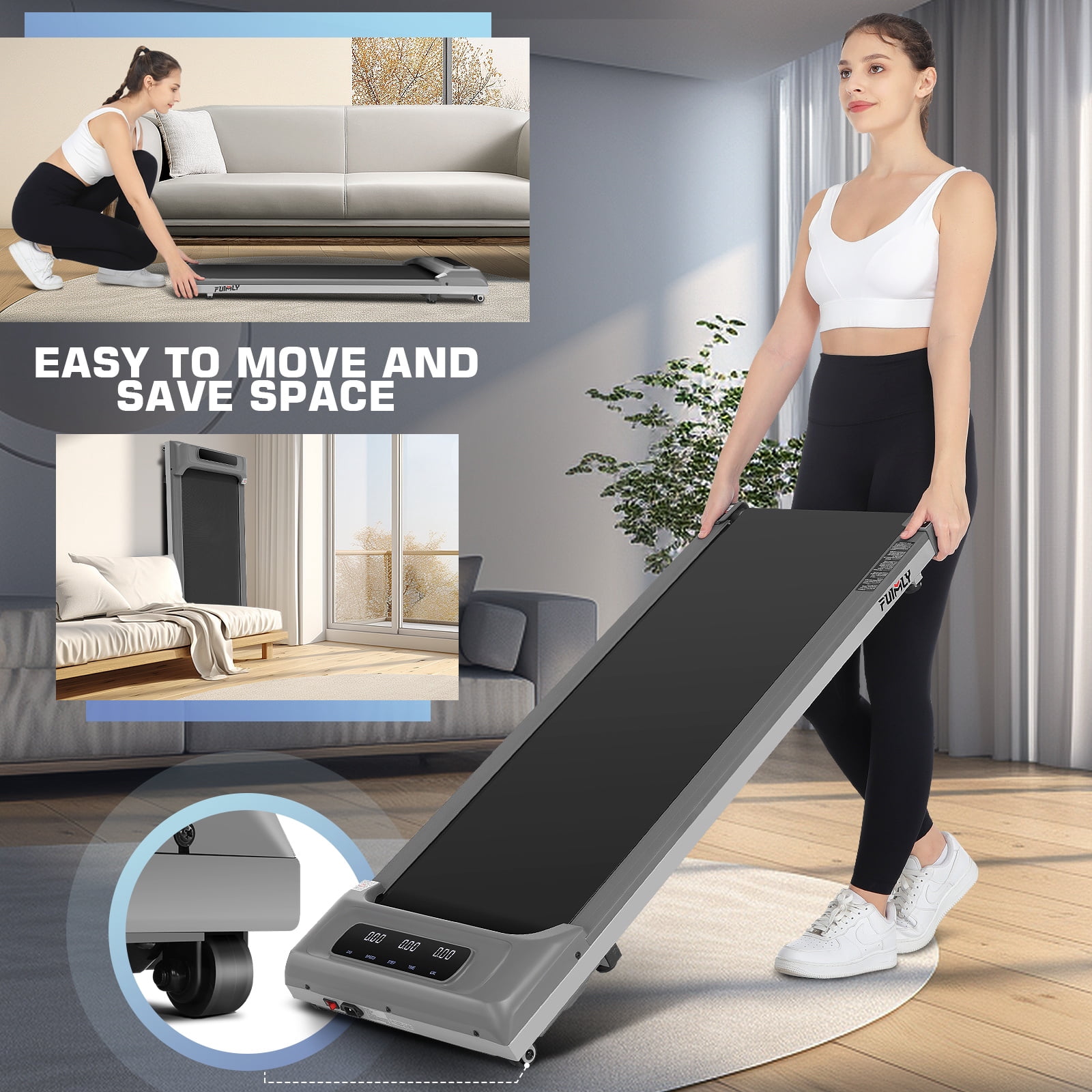 Walking Pad&Under Desk Treadmill for Home&Office, Speed Range 0.5~3.8mph, 300 lbs Weight Capacity