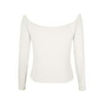 thumbnail image 5 of Crop Tops for Women Off The Shoulder Long Sleeve T Shirts Slim Fit Stretch Soft Base Tee Going Out Club Outfits (L, White), 5 of 6