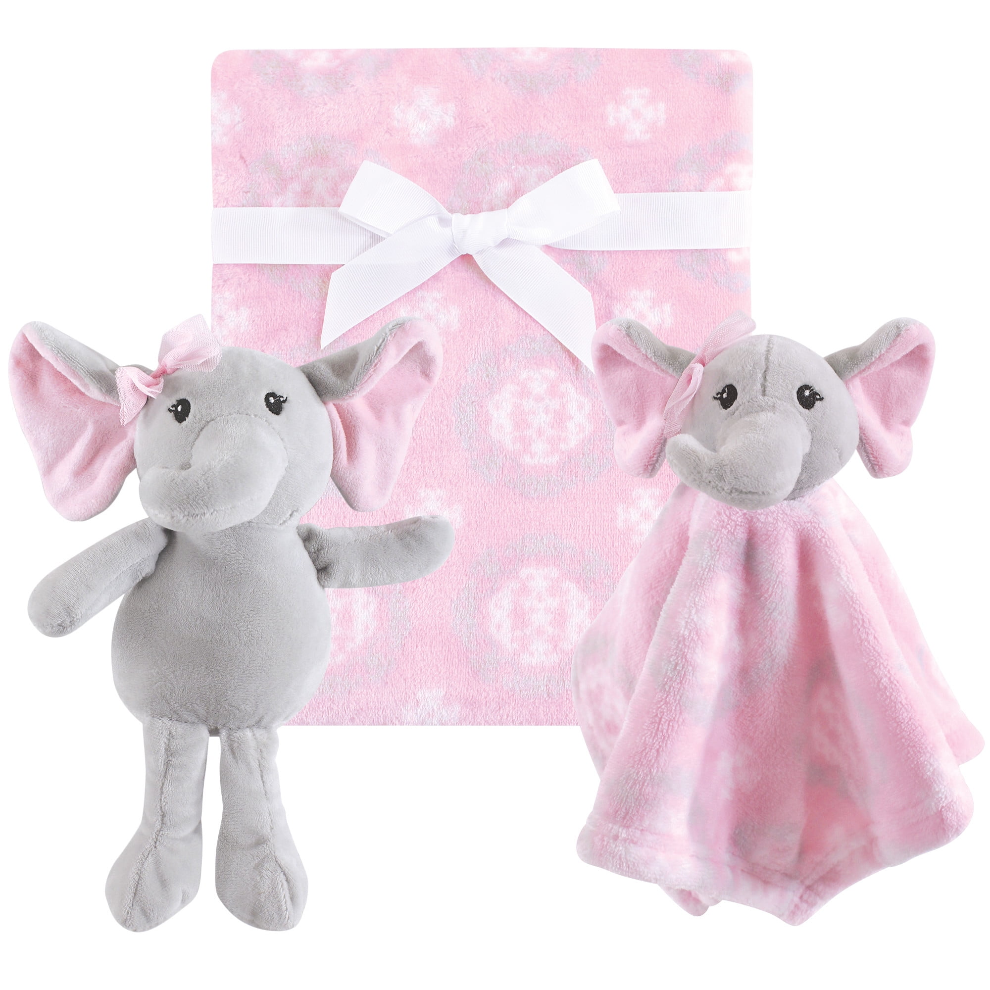 Hudson Baby Boy and Girl Plush Blanket,Plush Toy and Security Blanket Set, Pretty Elephant