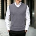 thumbnail image 2 of Atogsazn Mens V Neck Knitted Sweater Casual Sleeveless Vest Pullover Fall Winter Tank Tops Outerwear Gray M Fashion, 2 of 7