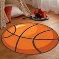 thumbnail image 4 of Basketball Rug, Non Slip Bedroom Carpet, Orange Basketball Shaped Floor Mat for Living Room Decor, Soft Low Pile Polyester Rug with Rubber Backing, Modern Small Runner 32x32 Inch, 4 of 6