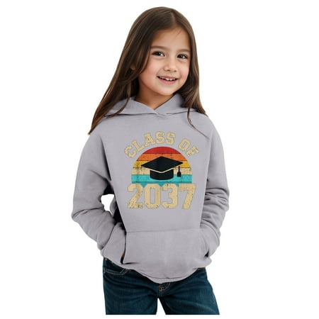 

Toddler Girls Graphic Hoodie Class Of 2037 Hooded Sweatshirt Fall Winter Pullover Hoodies