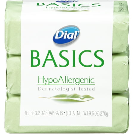 Dial Basics HypoAllergenic Bar Soap, 3.2 Ounce Bars, 3