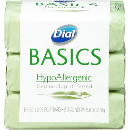 Dial Basics HypoAllergenic Bar Soap, 3.2 Ounce Bars, 3 Count