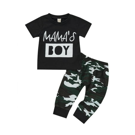 

1-6T Toddler Kids Boys Tops T-shirt Camo Pants 2Pcs Outfits Set Clothes