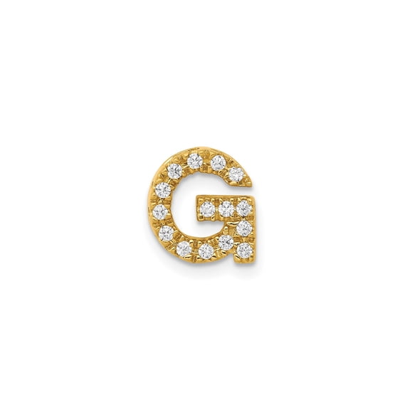 10k Yellow Gold Letter G Initial Pendant Charm with Cubic Zirconia, Polished Monogram