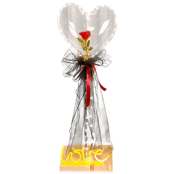 Luminous Balloon Rose Bouquet: Bobo Balloon Transparent Balloon with Faux Flower