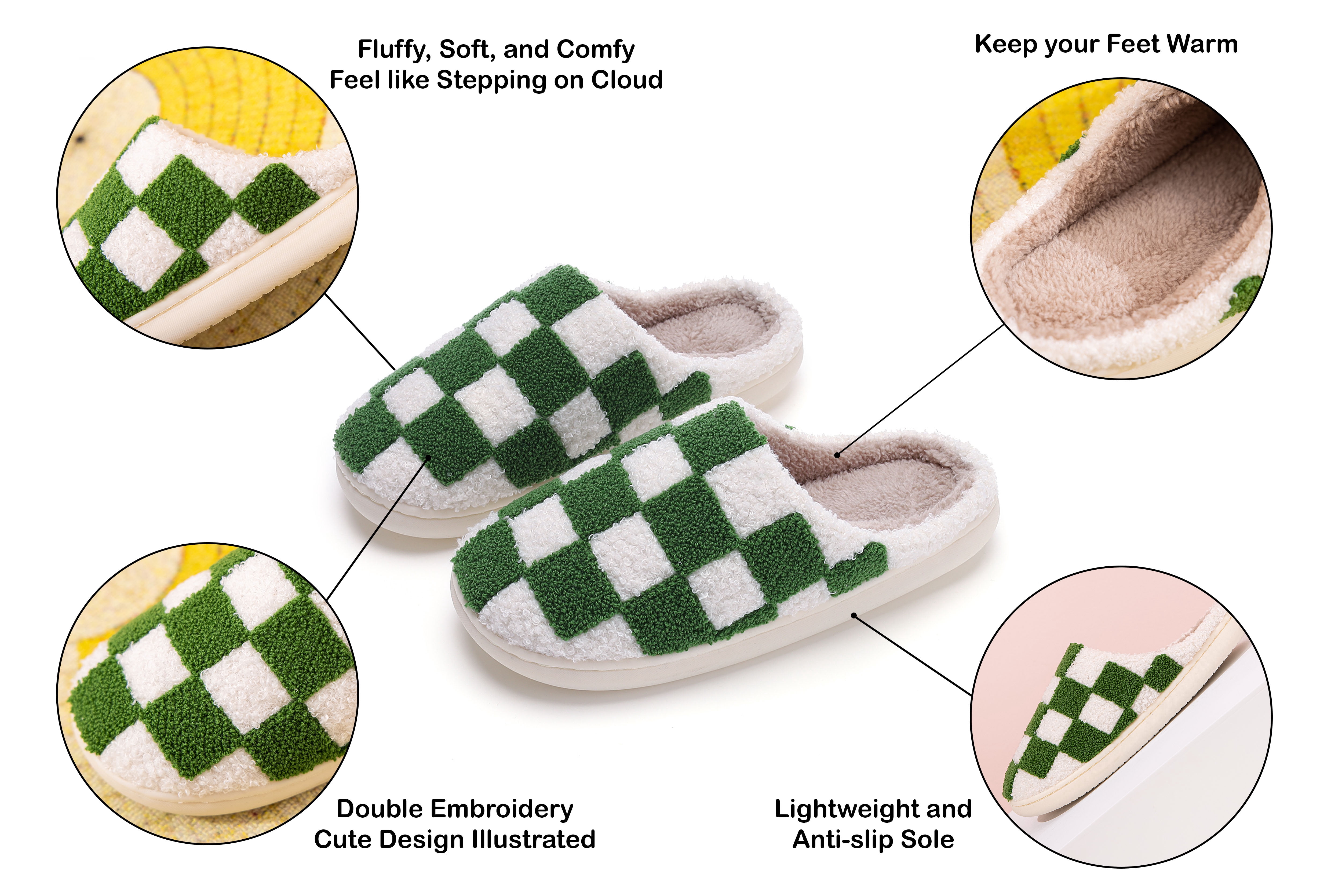 Women Cute Soft Plush Comfy Warm Winter Slipper (Cactus / M)