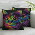 thumbnail image 3 of HENGT  Throw Pillow Cover with Cute Cat Printed, Colorful Art Cat Pattern Throw Pillow Case, Square Decorative Cushion Covers Pillowcase Home Sofa Bedroom Car, 3 of 5