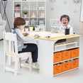 thumbnail image 3 of Living and Learning Kids' Art Table and Stool Set, Toddler Craft and Play Wood Activity Table With Storage Bins, Drawing Desk, Kids Activity Table and Study Table, 3 of 7