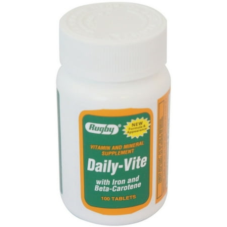 Vits Multiple Vitamin - Rugby Daily-Vite Multivitamin Tablets with Iron & Beta-Carotene 100 ea