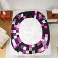 thumbnail image 5 of Manfei Abstract Pixel Twin Sheet Sets,Minimalism Geometric Checkered Twin Fitted Sheet,Pink Black Flat Sheet For Girls Boys,Super Cozy Room Decor,3 Pieces, 5 of 7