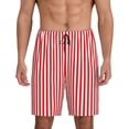 thumbnail image 1 of Balery Red And White Stripes Pantalones cortos de pijama de punto de algodón para hombre con cinturilla y bolsillos-Medium, 1 of 6