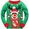 thumbnail image 2 of Kids Christmas Pajamas 100% Cotton Long Sleeve Toddler Elk Xmas Pjs Childrens Christmas Jammies Clothes 3T, 2 of 7