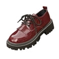 thumbnail image 2 of Viluyesy Womens Oxfords Lace-up Comfortable Chunky Platform Non Slip Round Toe Casual Walking Work Flats Red Size 6.5, 2 of 9