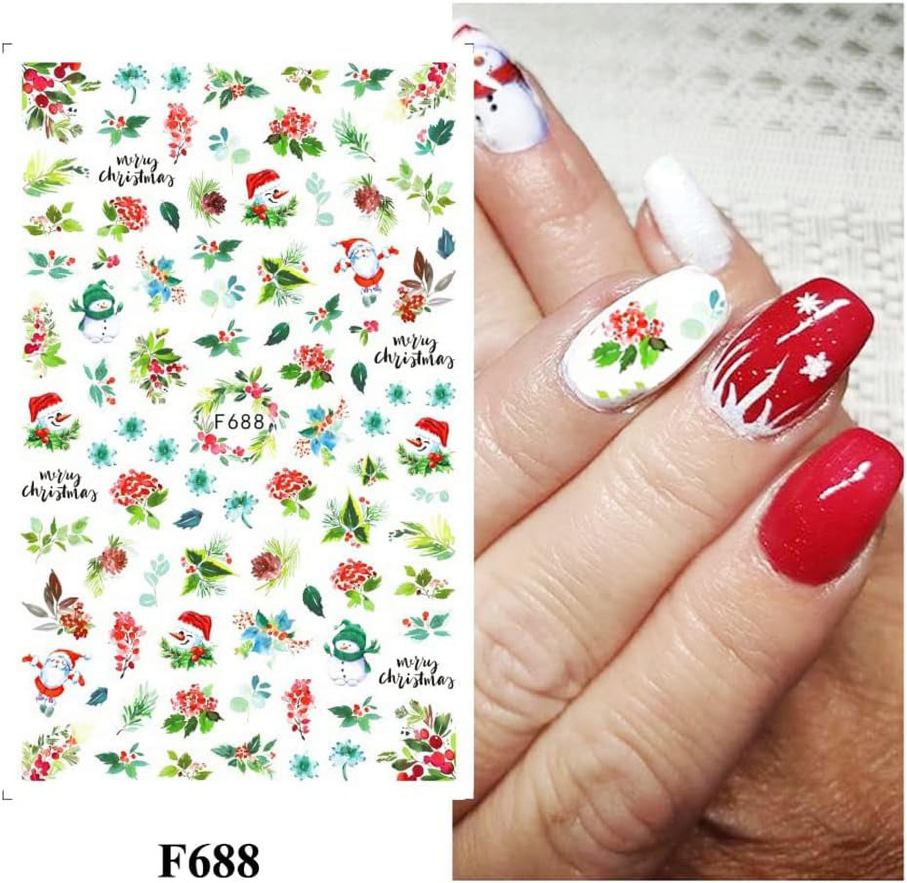 LINLIN Christmas Nail Art Stickers Decals 10 Sheet Self Adhesive Gnome Santa Claus Reindeer Snowflake Christmas Tree Nail Sticker Design Nail Decoration for Women Girls