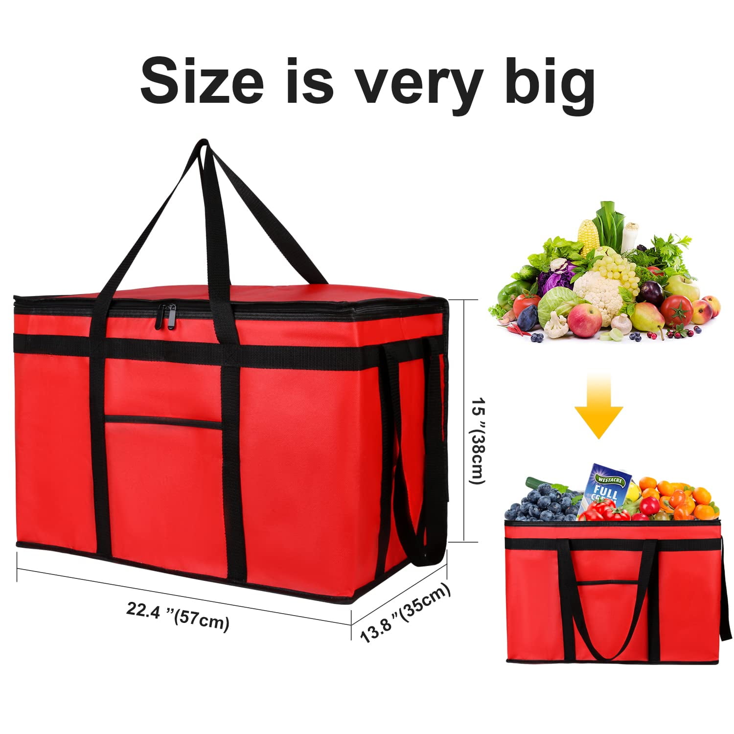 Extra Large XXXL Insulated Delivery Bag Cooler Bags Insulated Grocery Bags Keep Food Warm Catering Therma for Doordash Shopper Hot Warming