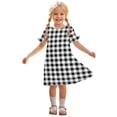 thumbnail image 1 of Zpanxa Robe d'Été pour Filles Décontractée à Manches Courtes, Col Rond, Imprimée, en Polyester et Spandex, Noire, 3 Ans, 1 of 7