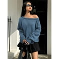thumbnail image 4 of Womens Sweater Long Sleeve Crew Neck Pullover Fashion Knit Tops Blue XL, 4 of 5