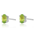 thumbnail image 5 of 14K Solid White Gold Oval Green Peridot Studs Gemstone Earrings August Birthstone Jewelry, 5 of 10