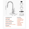 thumbnail image 2 of Brushed Nickel Single Handle Sink Faucet with Pull Down Sprayer for Kitchen,Bathroom,RV and Bar Sink-Dual Stream and Spray Modes,Leak-Proof Design, 2 of 6