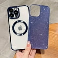 thumbnail image 4 of Compatible with iPhone 13 Pro Max Magnetic Glitter Case, Luxury Plating Cute Bling Clear Phone Case, Compatible with MagSafe for Women Girls with Camera Protector Back Cover - Blue, 4 of 10