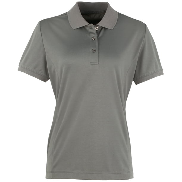 Premier- Polo de manga corta Coolchecker para mujer (Gris oscuro)