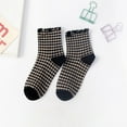 thumbnail image 5 of UJNDER Women Ruffled Striped Color Block Knit Stockings Casual Crew Socks Fashion Black, 5 of 5