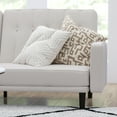 thumbnail image 4 of Merrick Lane Mid Century Modern Split-Back Sofa Futon with 3 Recline Positions In Elegant Stone Faux Linen Upholstery, 4 of 12