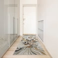 thumbnail image 2 of Ambesonne Leafy Art Decorative Rug Carpet, Marble Look Leafy Stripes, 2' 5" x 7' 5", Ivory Dark Mustard Grey, 2 of 3