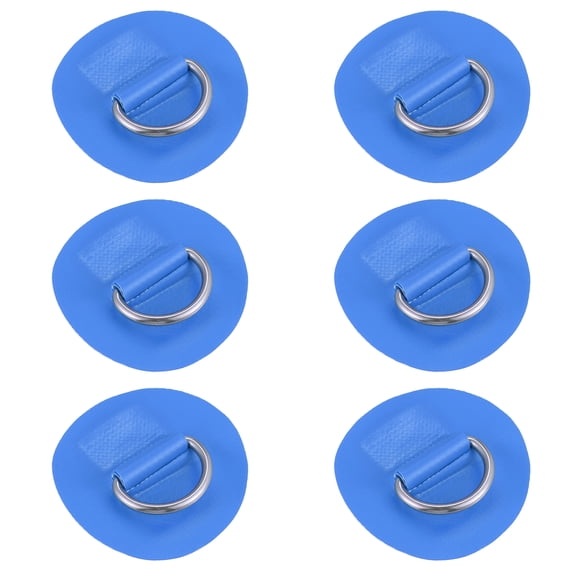 6pcs 6cm Blue D Ring Patch Stainless Steel Round Shape D Ring Pads for Inflatable Boat Kayak