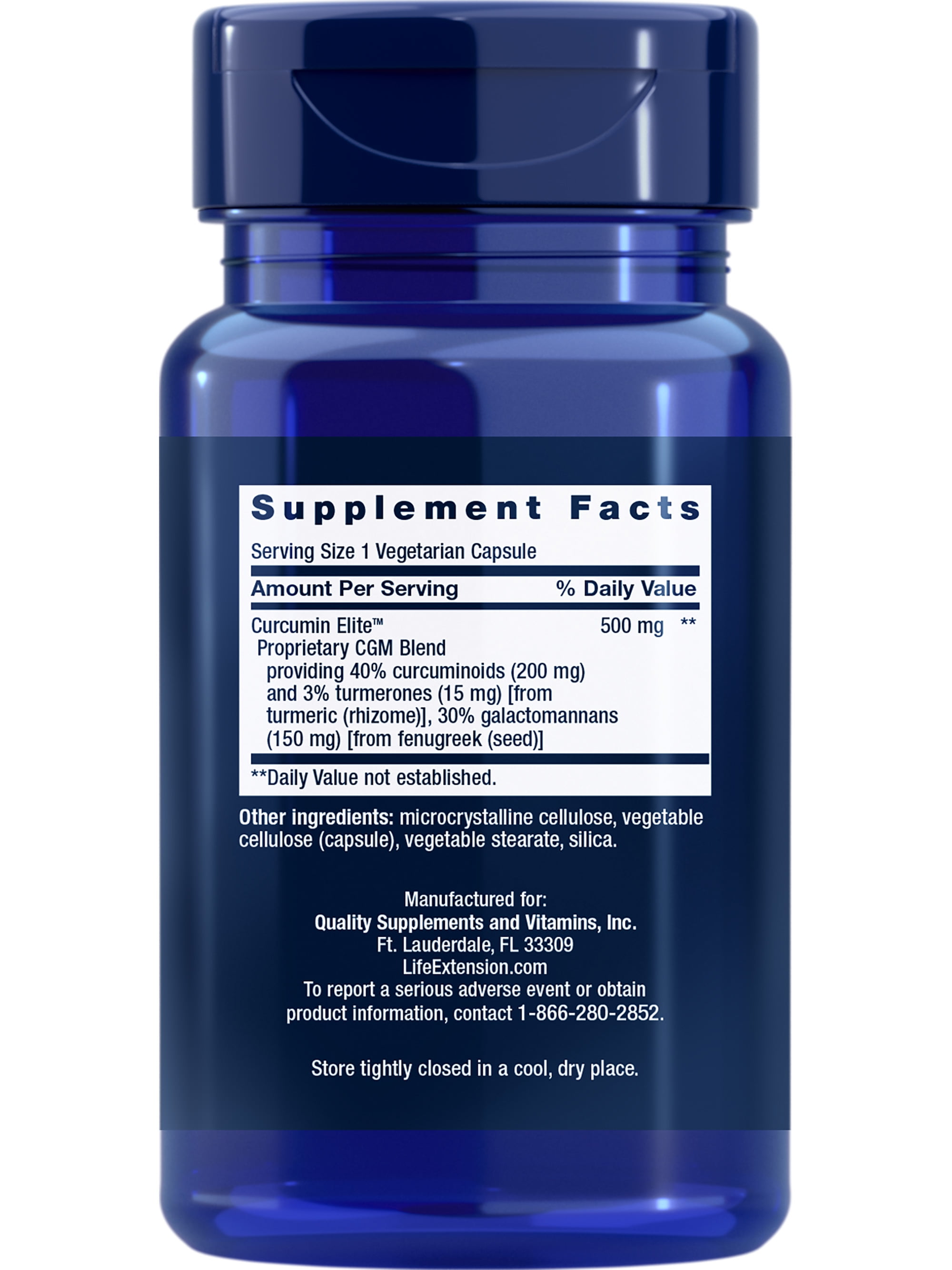 Life Extension Curcumin Elite Turmeric Extract, inflammation health support, immune & heart health, two-month supply, gluten-free, vegetarian, non-GMO, 60 vegetarian capsules