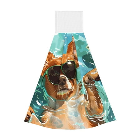 

Disketp Funny Swimming Chihuahua Hanging Kitchen Towel Tie Towels Tea Bar Dish Cloths Dry Towel for Laundry Room Decor (18*14in)