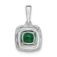 thumbnail image 3 of Auriga Fine Jewelry 14K White Gold Lab Grown Diamond and Created Emerald Halo Pendant for Women (L-12mm, W-10.8mm), 3 of 6