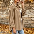 thumbnail image 5 of VBVC Women's Corduroy Button Down Shirt , Ladies' Long Sleeve Collared Blouse , Fall Winter Work Tops For Women, S-2XL, 5 of 6