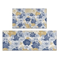 Pioneer Flower Floral Print Pattern Kitchen Rugs Sets Of 2,Anti Fatigue Kitchen Mat Rugs Non Slip Washable,Decorative Kitchen Floor Mats for Kitchen,Sink,Laundry,17"x30" 17"x47"
