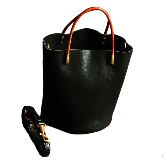 Elegant Ladies Soft PU1eatherBucket Bag Lightweight Crossbody Purse Adjustable Strap