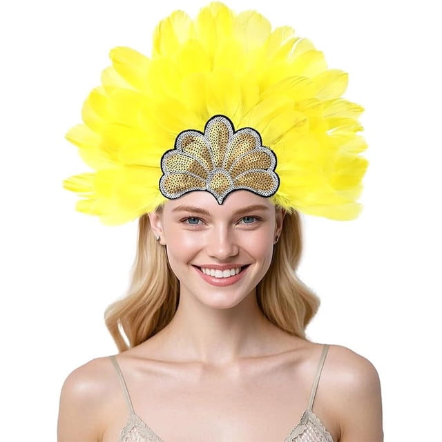 Bandeaux Jaunes pour Femmes, Coiffe à Sequins pour Mariage, Mascarade, Cosplay