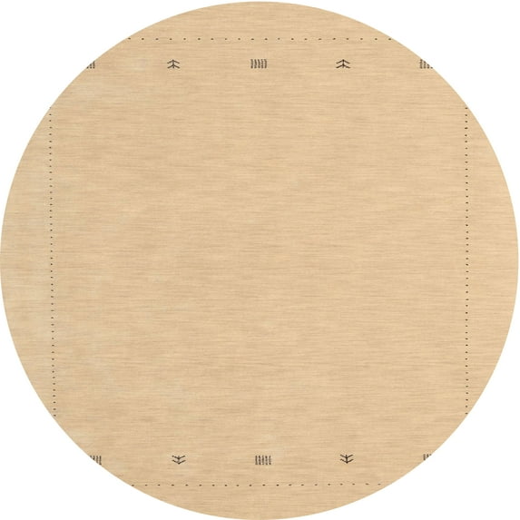 Ahgly Company Indoor Round Contemporary Yellow Solid Area Rugs, 3' Round