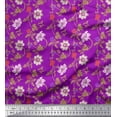 thumbnail image 1 of Soimoi Polyester Crepe Fabric Leaves & Lily Floral Print Fabric by The Yard 52 Inch Wide, 1 of 1