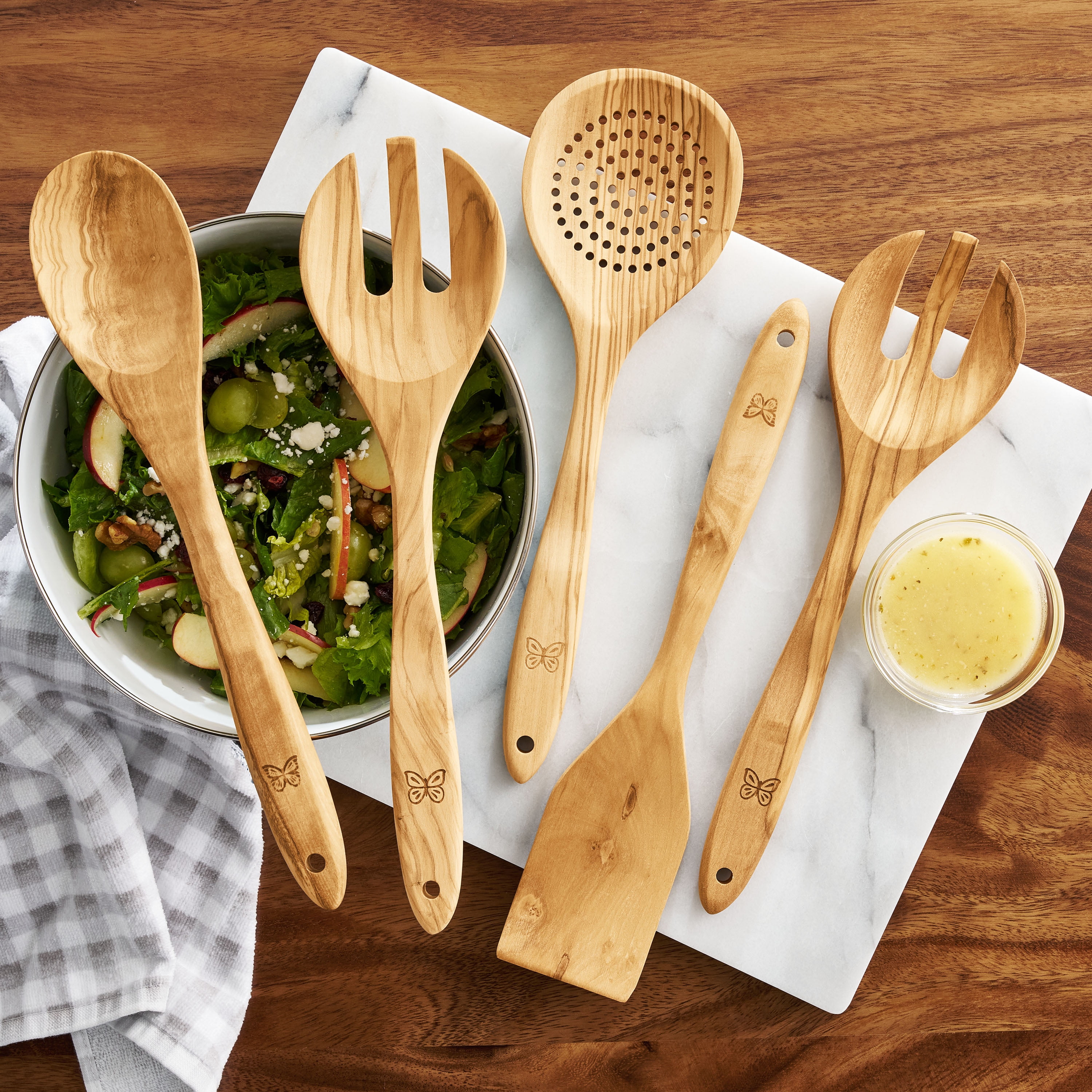 The Pioneer Woman 5Piece Olivewood Kitchen Cooking Utensil Tool Set  (图2)