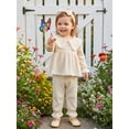 thumbnail image 4 of Loicainy Baby Toddler Girls Fall Clothes Set 3 6 12 18 24 Months 2T 3T Lace Trim Long Sleeve Doll Collar Tops and Elastic Waist Pants Headband Outfits, 4 of 9