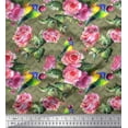 thumbnail image 1 of Soimoi Velvet Fabric Bird,Leaves & Rose Floral Print Fabric by the Yard 58 Inch Wide, 1 of 1