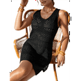thumbnail image 3 of Womens Swimwear Cover Ups 2025 Summer Crochet Hollow Out Knit Bathing Suit Beach Dresses Black S, 3 of 7