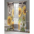 thumbnail image 4 of Farmhouse Sunflowers Sheer Curtains 96 Inch Length 2 Panels Set Window Treatments, Rustic Barn Doors Flowers Butterfly Wooden Rod Pocket Semi Curtains for Living Room/Bedroom/Kitchen, 104"W x 96"L, 4 of 7