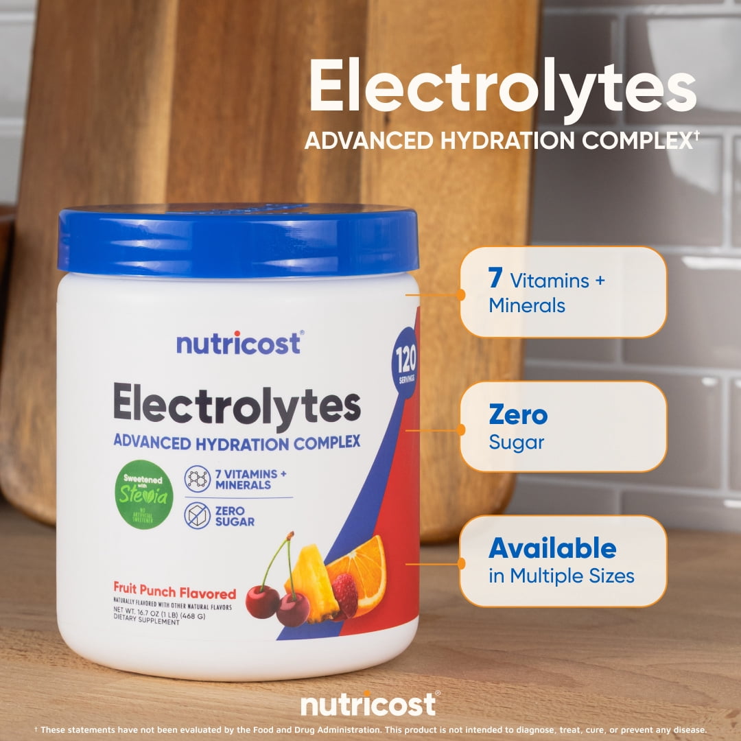 Nutricost Electrolyte Complex Powder (Fruit Punch) 120 Servings - Hydration Supplement Drink Mix with Vitamins and Minerals
